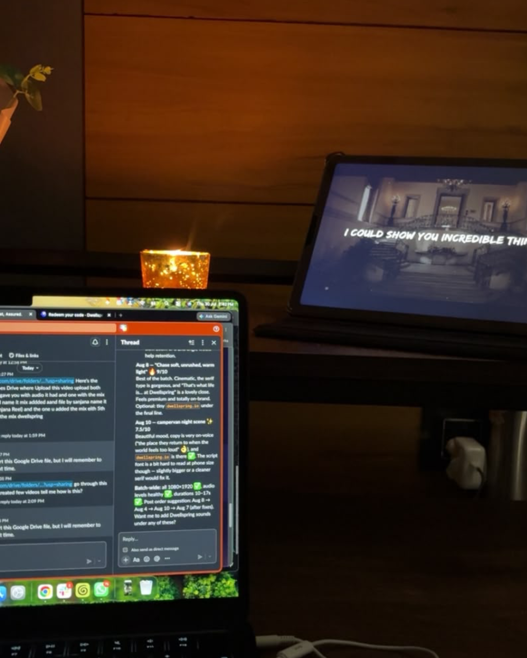 Late-night creative workspace